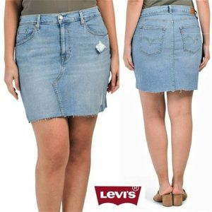 NWT LEVI'S Premium Plus Raw Hem Deconstructed Denim Mini Jean Skirt